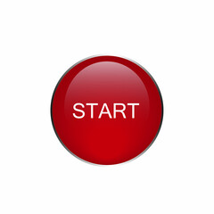 Start red button. Vector blank red glossy badge or web button.Vector illustration