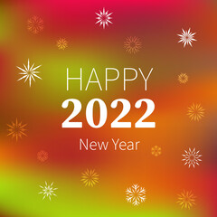 Happy New Year. Festive card, bright background. Vector illustration with snowflakes. Congratulations for a good mood.