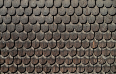 Surface texture from semicircular wooden planks. Natural wood background.