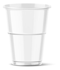 Empty plastic cup mockup. Transparent disposable drink container