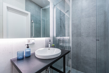 Fototapeta na wymiar Interior of a small bathroom and shower in a modern style