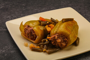 Baked stuffed bell pepper with meat
