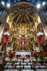 Interior of Royal Monastery of Santa Maria de Guadalupe. Caceres, Spain.