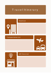 Brown Minimal Travel Itinerary Planner