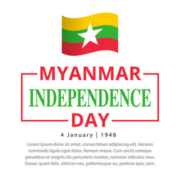 Independence Day Republic of the Union of Myanmar square banner with place for text. Holiday concept. Vector, illustration