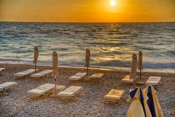 Rhodes beach at sunset, HDR Image
