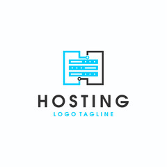 H intials Hosting server cloud data storage logo vector image