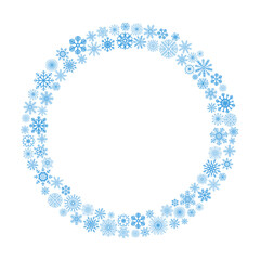 Round circle border with snowflakes for winter christmas card