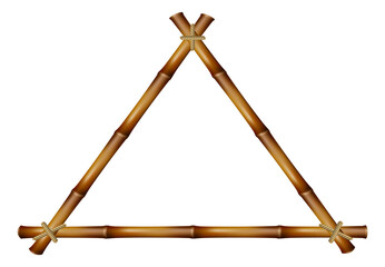 Triangle bamboo frame. Wooden stick decorative border