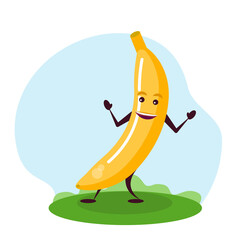 Funny banana character. Vector illustration in cartoon style for children.