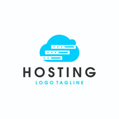 Hosting server cloud data storage logo vector icon illustration