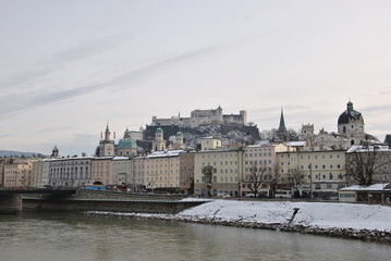 Salzburg (Austria) ,fortress, city center main attractions in winter
