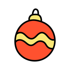 Hand-drawn vector drawing in the style of a doodle Christmas tree toy.