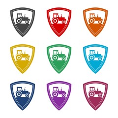 Shield tractor icon isolated on white background, color set color