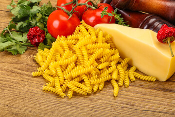 Raw Italian pasta Fusilli for cooking