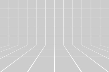 Interior background with grid lines texture in perspective view.