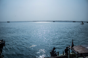 Boats sailing in Bet dwarka 