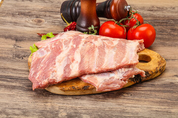Raw pork ribs for cooking
