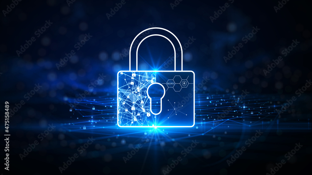 Leinwandbilder data protection is a concept in cybersecurity and privacy technologies. there is a large padlock tha