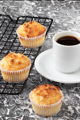 Traditional dessert queijadinha and black coffee.