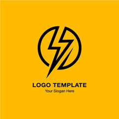 Thunder lightning symbol with Circle logo design