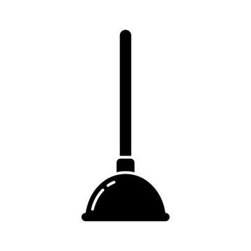 recommend clip art: Plunger silhouette icon. Black simple vector. Contour isolated pictogram on white background