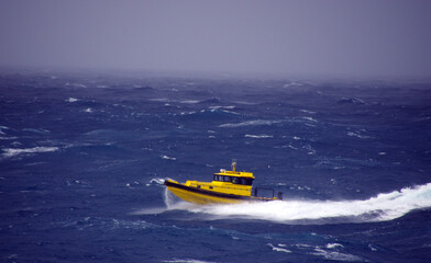 Rescue boat on the north sea