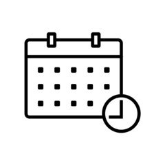 Calendar with time clock icon. Illustration vector
