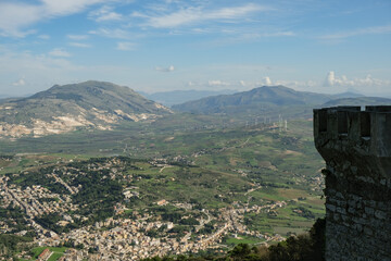 Historic medieval ancient town village of Erice, Sicily Italy with romantic narrow cobblestone...