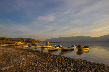 Fototapeta na wymiar Fishing boats in Bafa lake