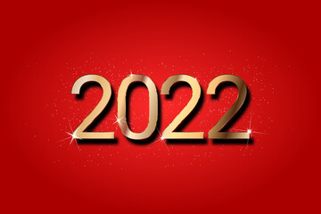 2022 - Bonne année texte or moderne avec paillettes