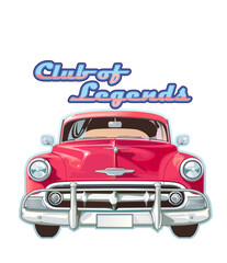 American car legendary car from the 50`s.
Vintage automobile, vector illustration.