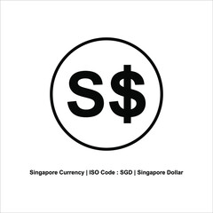 Singapore Currency Icon Symbol With Iso Code. Vector Illustration