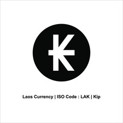 Laos Currency Icon Symbol With Iso Code. Vector Illustration