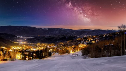 Foto op Canvas Aspen ski slope in Aspen Colorado with stars © jdross75