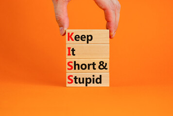 KISS keep it short and stupid symbol. Concept words KISS keep it short and stupid wooden blocks....