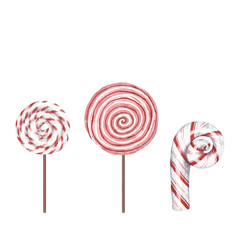 Candy and lollipops Noel Christmas set seamless pattern. Holiday pink and red background.