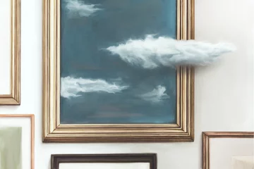 Fotobehang Illustration of surreal painting of sky, think outside the box concept © fran_kie