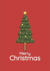 New Year greeting card design with stylized Christmas tree. Vector illustration. Christmas tree logo.