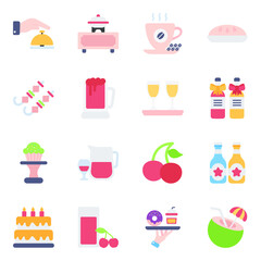 Pack of Drinks Flat Icons

