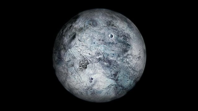3d spinning eris planet black background