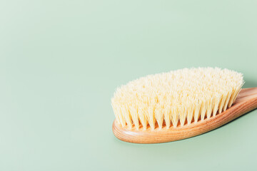 Wooden body brush with natural bristles for dry brushing