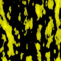 Yellow, mottled abstraction with texture. Spots of yellow paint on a black background.