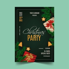 realistic christmas party poster template vector design illustration