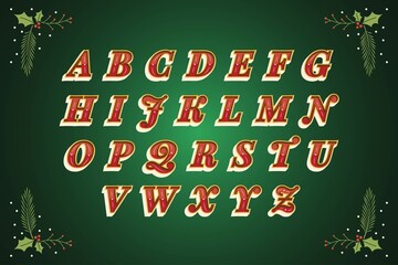 vintage christmas alphabet vector design illustration