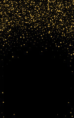 Golden Sequin Background Black Vector. Spark Particle Frame. Yellow Glittery. Fame Template. Shiny Confetti Reflection.