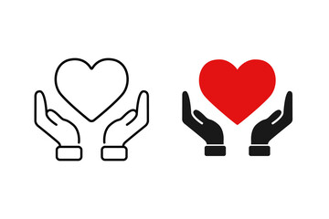Healthcare hands holding heart flat vector icon for apps and website