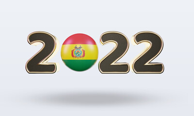 3d text 2022 Bolivia flag rendering front view