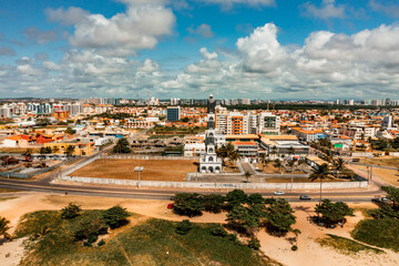 aerial image with drone of the city of Aracaju in Sergipe Brazil - obrazy, fototapety, plakaty