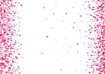 Rose Many Heart Texture. Red Pattern Illustration. Pink Confetti Birthday. Purple Isolated Background. Shapes Backdrop.